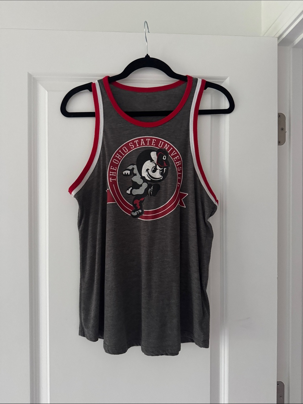 Ohio State University Grey & Red Mascot Tank Top
